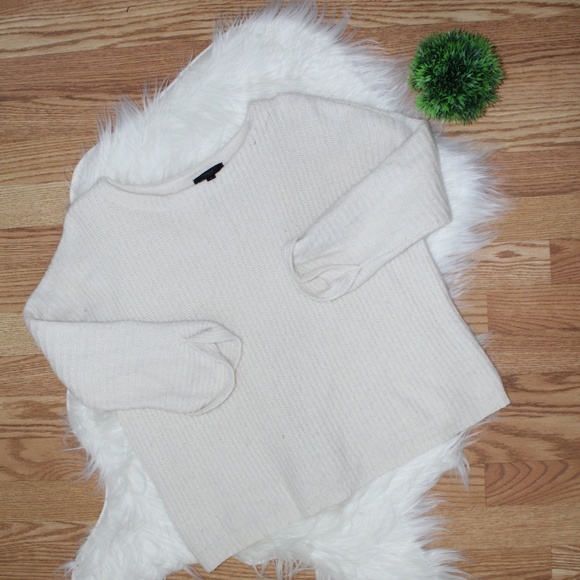 J. Crew White Wool Boat Neck Sweater S EUC